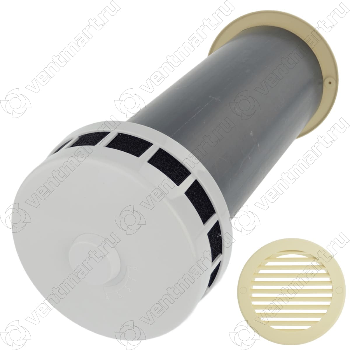 Приточный клапан КИВ 125 Airone L 500 мм с Ivory решеткой из ASA пластика