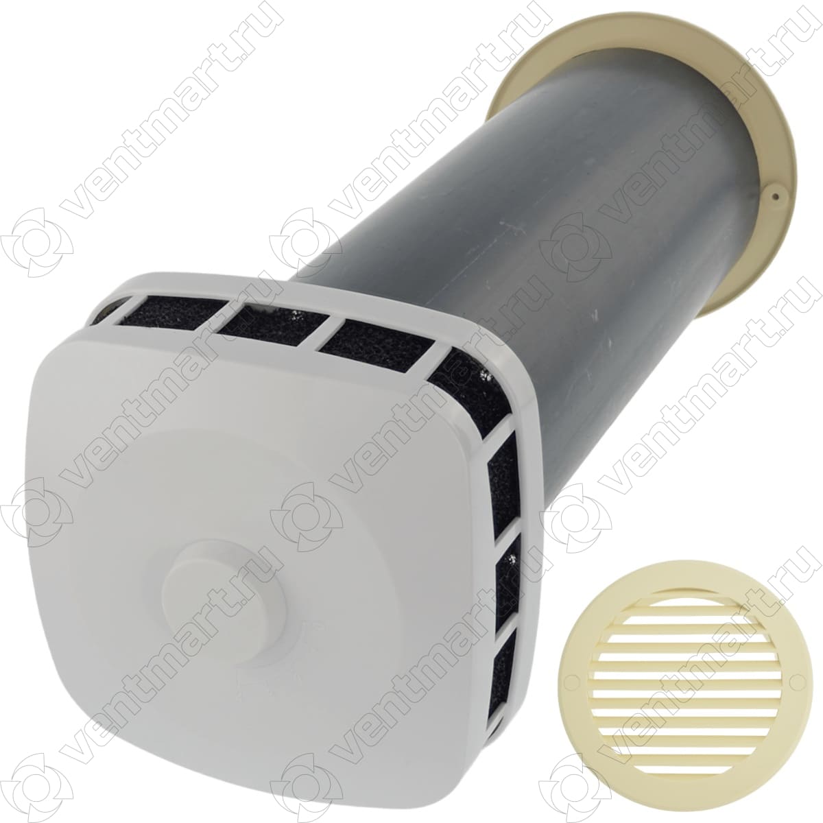 Приточный клапан КИВ К 125 Airone L 1000 мм с Ivory решеткой из ASA пластика