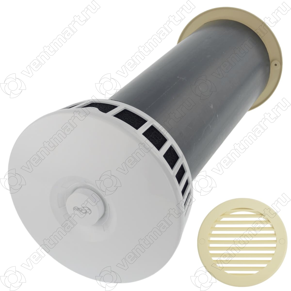 Приточный клапан KP KIV 125 ERA L 1000 мм с Ivory решеткой из ASA пластика